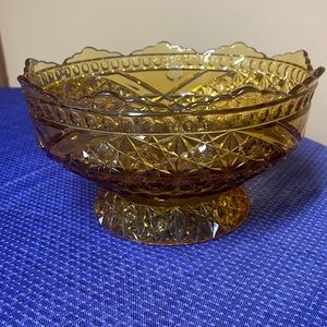 EAPG Richards & Hartley Mikado Daisy & Button Crossbars Bowl Amber